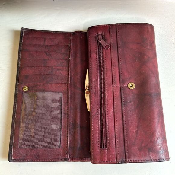 Vintage Etch 2 Prym Full Grain Red Burgundy Leather Wallet - Picture 4 of 8